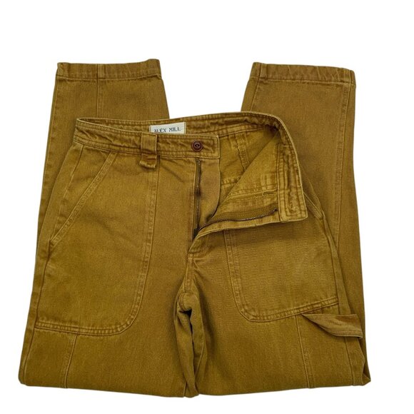 Alex Mill Phoebe Pant In Recycled Denim 24 Golden Khaki Tapered Barrel High Rise - Picture 3 of 12